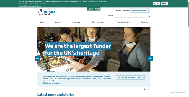 Security scan screenshot of https://www.heritagefund.org.uk/