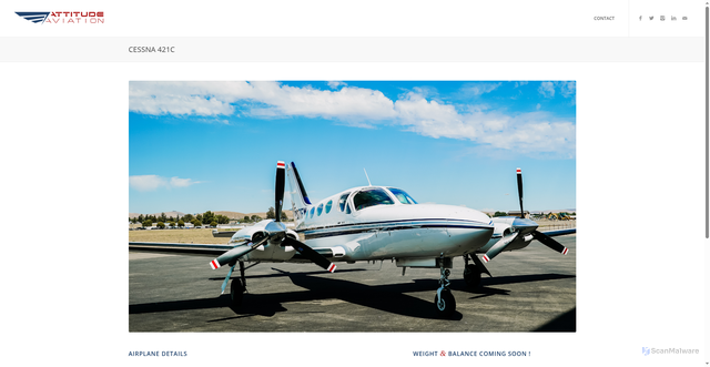 Security scan screenshot of https://www.attitudeaviation.com/fleet/cessna-421c/