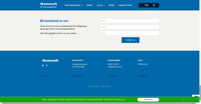 Security scan screenshot of https://padelbelysning.nu