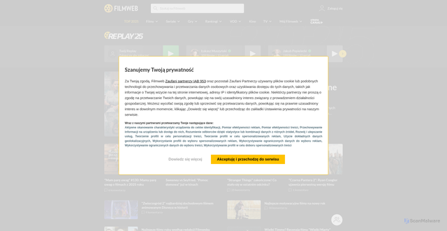 Security scan screenshot of https://filmweb.pl