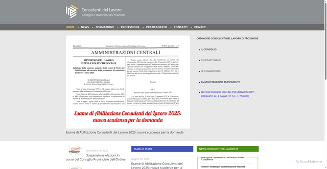 Security scan screenshot of https://www.consulentidellavoro.fr.it/