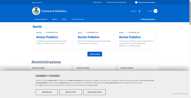 Security scan screenshot of https://comune.gallodoro.me.it/