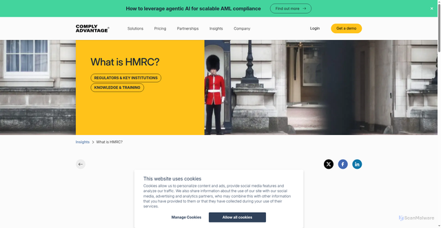 Security scan screenshot of https://complyadvantage.com/insights/hm-revenue-and-customs/