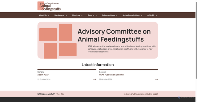 Security scan screenshot of http://acaf.food.gov.uk