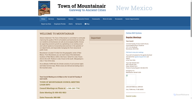 Security scan screenshot of https://mountainairnm.gov/