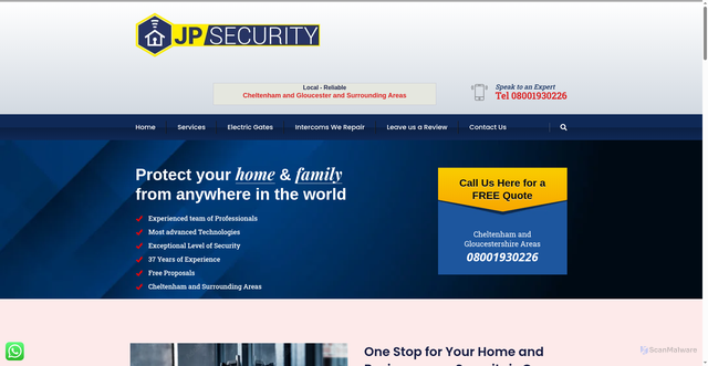 Security scan screenshot of http://jpsecurity.co.uk/