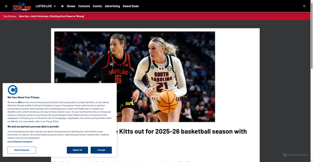 Security scan screenshot of https://www.wtma.com/2025/10/13/south-carolinas-chloe-kitts-out-for-2025-26-basketball-season-with-acl-injury/