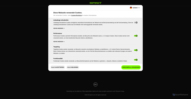 Security scan screenshot of https://funspotlive.xyz/click?key=f1775491e0217f0c5f52&sub4=glorycasino6.com