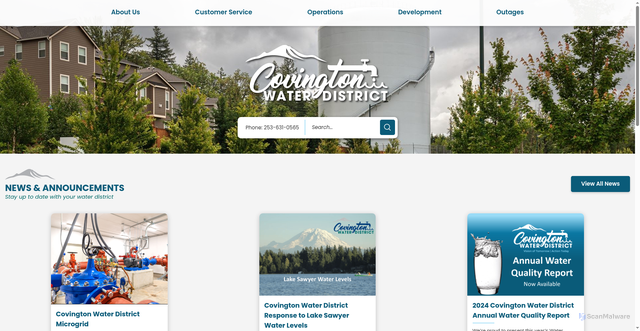 Security scan screenshot of https://www.covingtonwater.com/