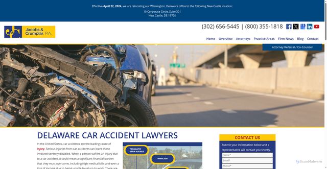 Security scan screenshot of https://www.jcdelaw.com/practice-areas/personal-injury/car-accidents/