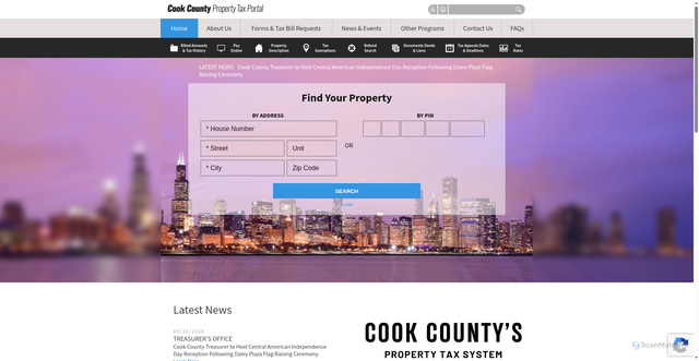 Security scan screenshot of https://cookcountypropertyinfo.com