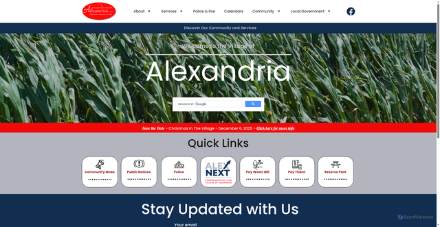 Security scan screenshot of https://alexandriaoh.gov/