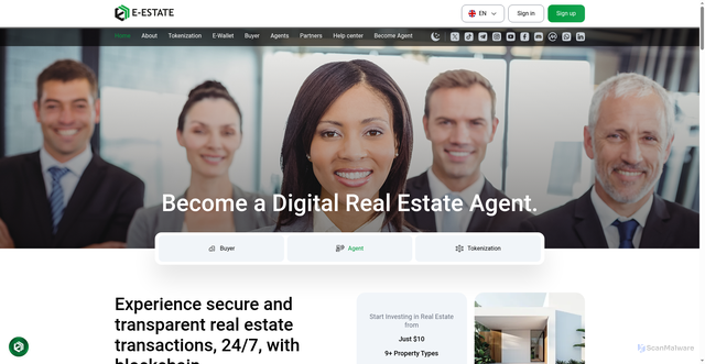 Security scan screenshot of https://www.e-estate.co/