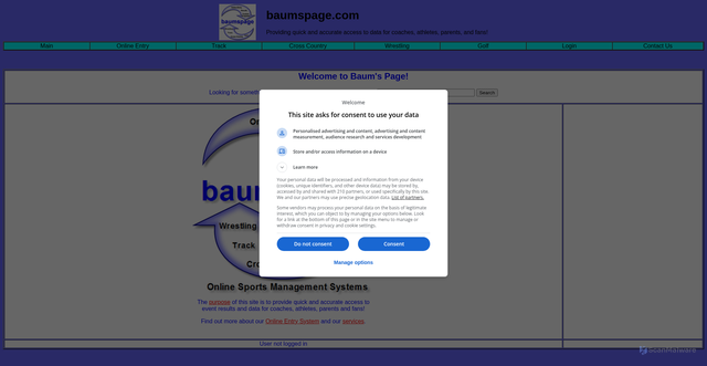 Security scan screenshot of https://www.baumspage.com