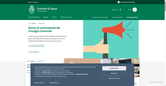 Security scan screenshot of https://www.comune.capua.ce.it