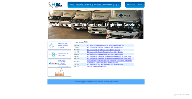Security scan screenshot of https://www.bel-intl.com