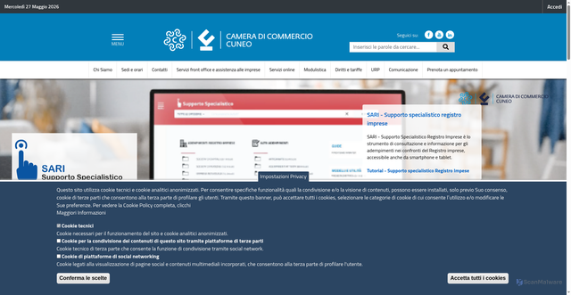 Security scan screenshot of https://www.cn.camcom.it/
