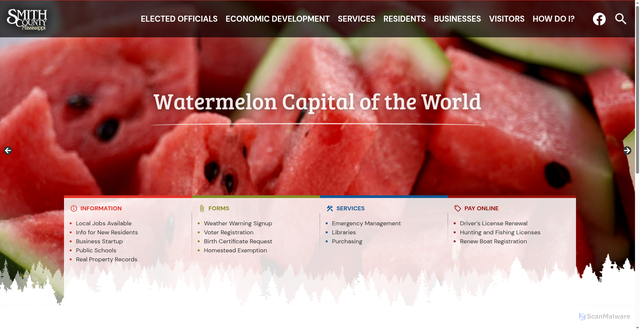 Security scan screenshot of https://www.smithcountyms.gov/