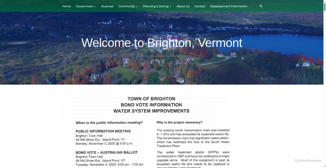 Security scan screenshot of https://brightonvt.org/