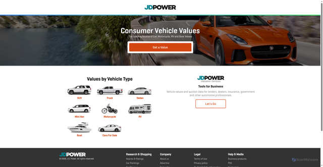 Security scan screenshot of https://www.jdpowervaluesonline.com