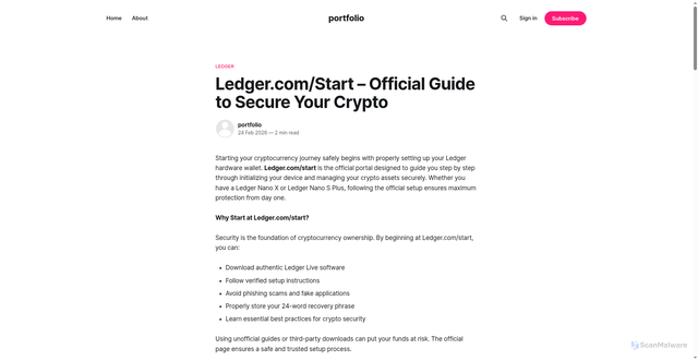 Security scan screenshot of https://begin-connect.ghost.io/ledger-eng/