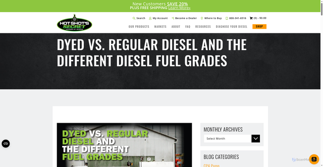Security scan screenshot of https://www.hotshotsecret.com/dyed-vs-regular-diesel/?srsltid=AU7gw4X2mCE8-J0Uu4YWdARNq8ZQ53B53HIIGlNNeCOFGwRQiJ7NIn1I