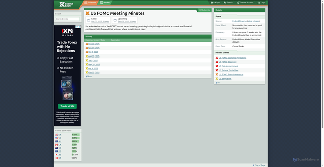 Security scan screenshot of https://www.energyexch.com/calendar/304-us-fomc-meeting-minutes