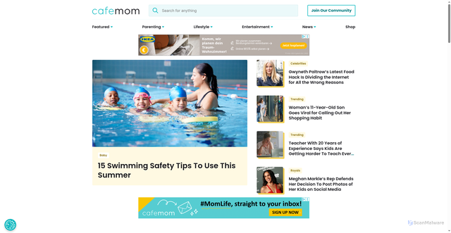 Security scan screenshot of https://cafemom.com
