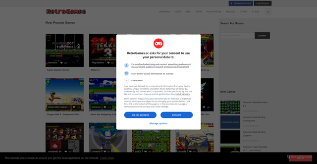 Security scan screenshot of https://www.retrogames.cc