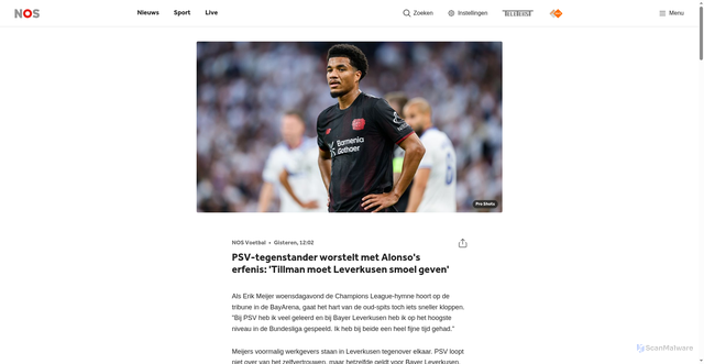 Security scan screenshot of https://nos.nl/artikel/2584751-psv-tegenstander-worstelt-met-alonso-s-erfenis-tillman-moet-leverkusen-smoel-geven