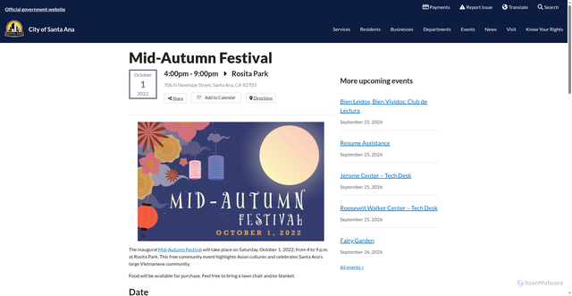 Security scan screenshot of https://santa-ana.gov/event/mid-autumn-festival/