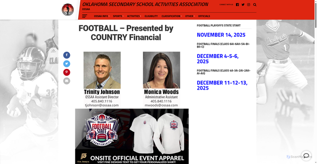 Security scan screenshot of https://ossaaillustrated.com/football/