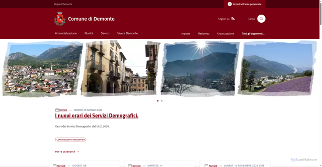 Security scan screenshot of https://www.comune.demonte.cn.it/