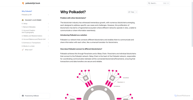 Security scan screenshot of http://polkadotjs-book.gitbook.io/
