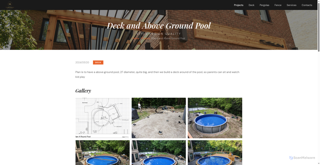 Security scan screenshot of https://ykwoodworking.pages.dev/projects/deck-and-above-ground-pool.html