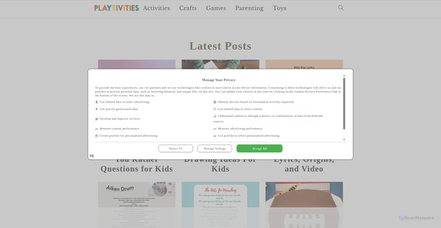 Security scan screenshot of https://playtivities.com