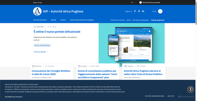 Security scan screenshot of https://www.autoritaidrica.puglia.it/
