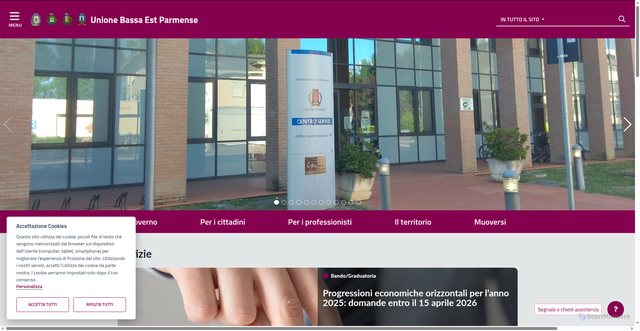 Security scan screenshot of https://www.unione.bassaestparmense.pr.it/