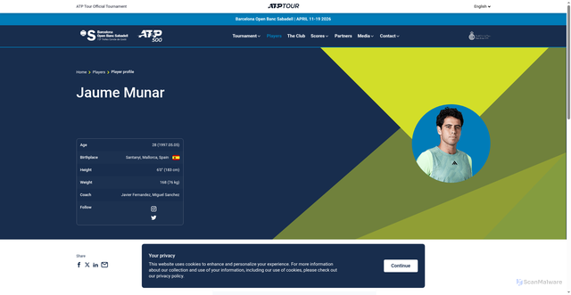 Security scan screenshot of https://www.barcelonaopenbancsabadell.com/en/players/jaume-munar/mu94