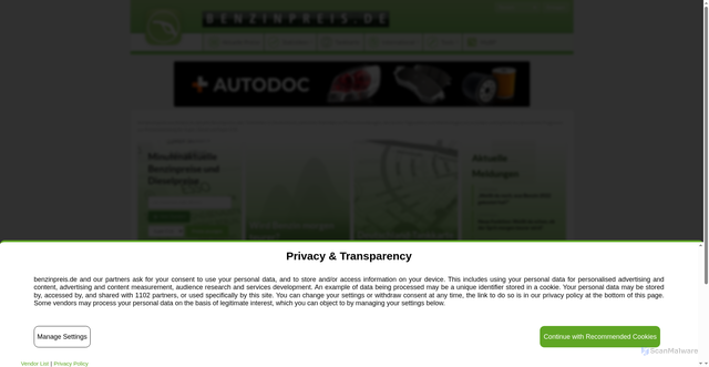 Security scan screenshot of https://www.benzinpreis.de
