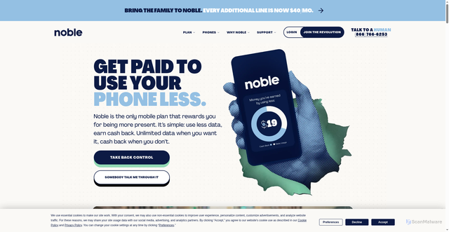 Security scan screenshot of https://noblemobile.com/