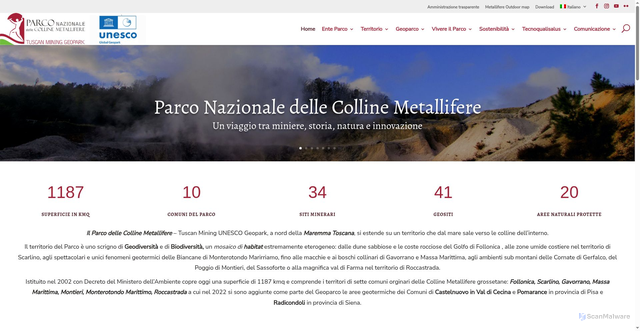 Security scan screenshot of https://www.parcocollinemetallifere.it/