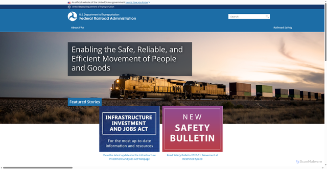 Security scan screenshot of https://railroads.dot.gov