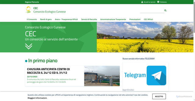 Security scan screenshot of https://www.cec-cuneo.it/