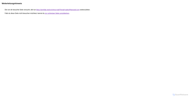 Security scan screenshot of https://www.google.com/url?q=https://amrfiab.rest/cn/china-mail/?email%3Dsales@tianzejd.com