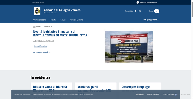 Security scan screenshot of https://www.comune.cologna-veneta.vr.it