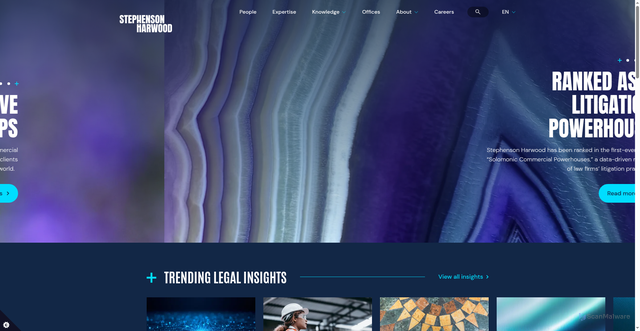 Security scan screenshot of https://stephensonharwood.com