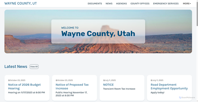 Security scan screenshot of https://waynecountyutah.gov/