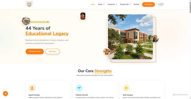 Security scan screenshot of https://sreevaniemhs.com/index.html