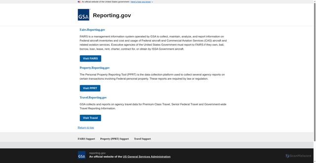 Security scan screenshot of https://www.reporting.gov/s/